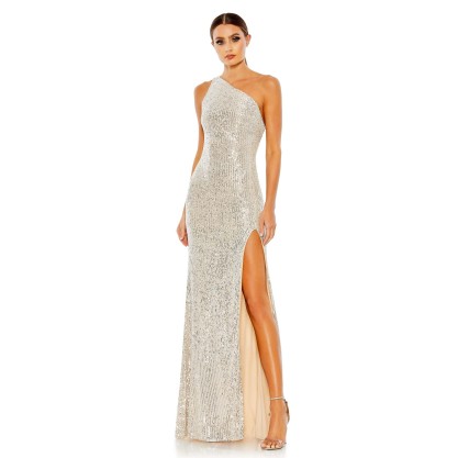 One-shoulder Sequined Sheath Dress