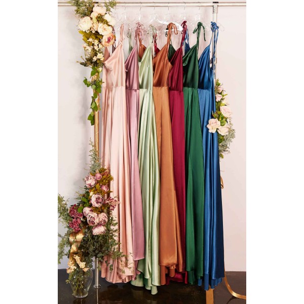 Women Satin A-Line Slit Dress