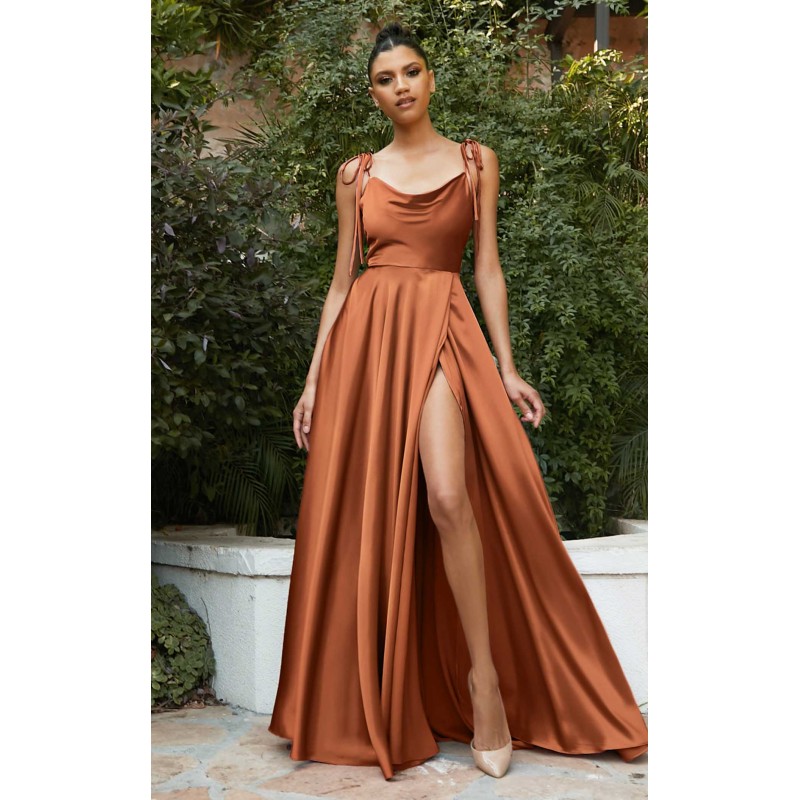 Women Satin A-Line Slit Dress