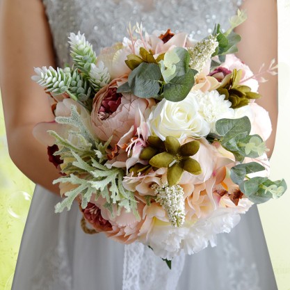 Round Silk Flower Bridal Bouquets -