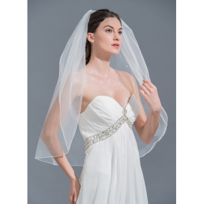 One-tier Elbow Bridal Veils With Beading