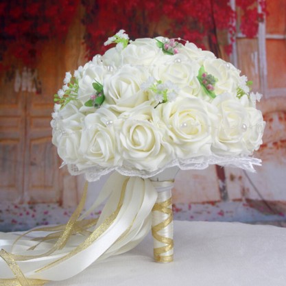 Round Silk Flower Bridal Bouquets -