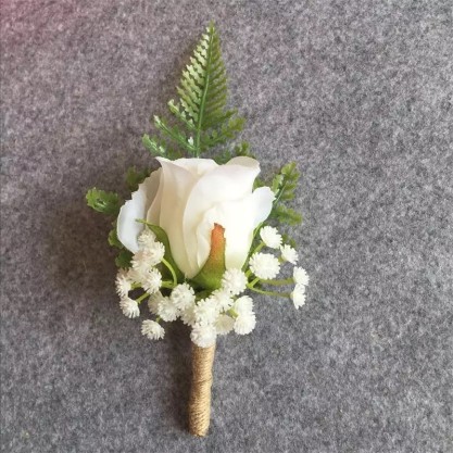 Classic Free-Form Silk Flower Boutonniere (Sold in a single piece) -