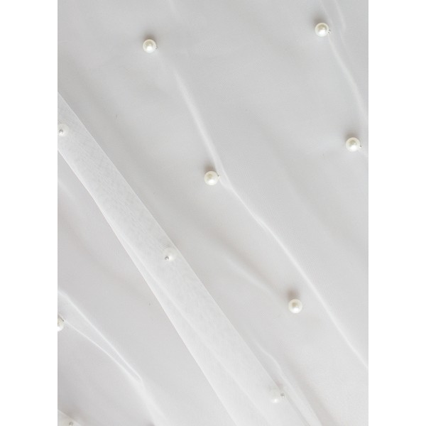 One-tier Pencil Edge Chapel Bridal Veils With Faux Pearl