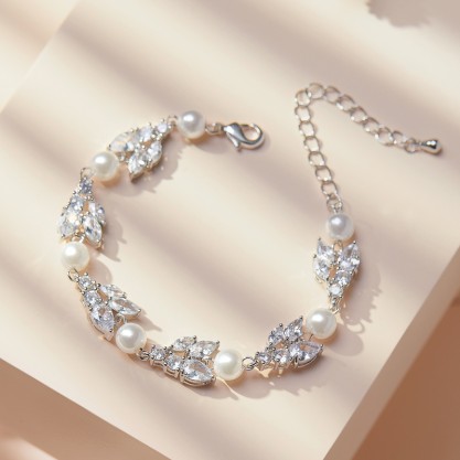 Ladies' Pretty Alloy With Irregular Cubic Zirconia Bracelets