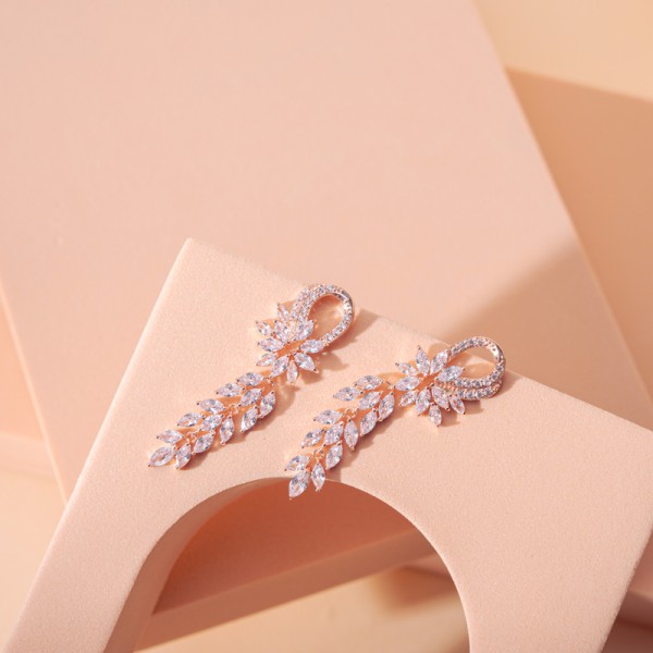 Ladies' Fashionable Alloy With Irregular Cubic Zirconia Earrings