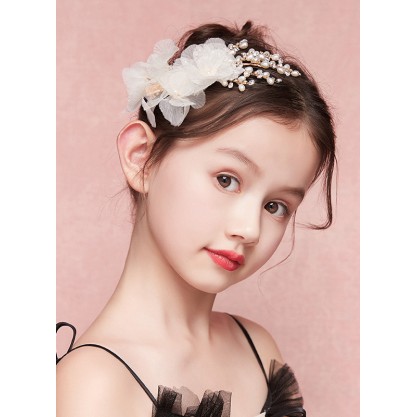 Flower Girl Tulle/Alloy/Imitation Pearls Fenduchs With Flower/Pearl/Imitation Rhinestone