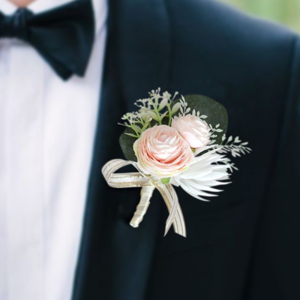 Elegant/Fascinating Free-Form Silk Flower Boutonniere - Boutonniere