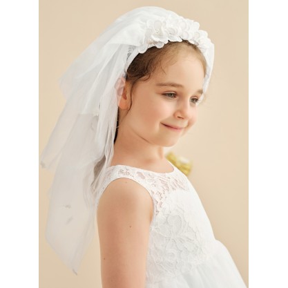 Flower Girl Polyester/Lace Fenduchs With Applique/Pearl/Petals