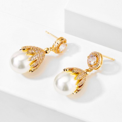 Ladies'/Couples' Elegant/Beautiful/Fashionable/Classic/Simple Alloy With Oval Pearl Earrings