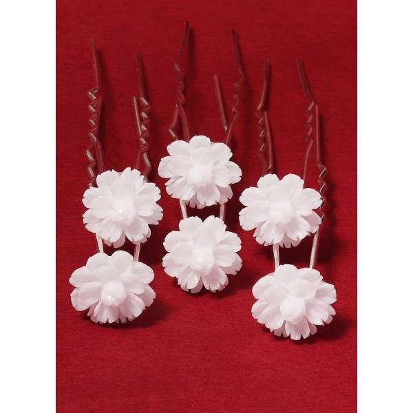 Flower Girl Alloy Fenduchs With Flower (Set of 6)