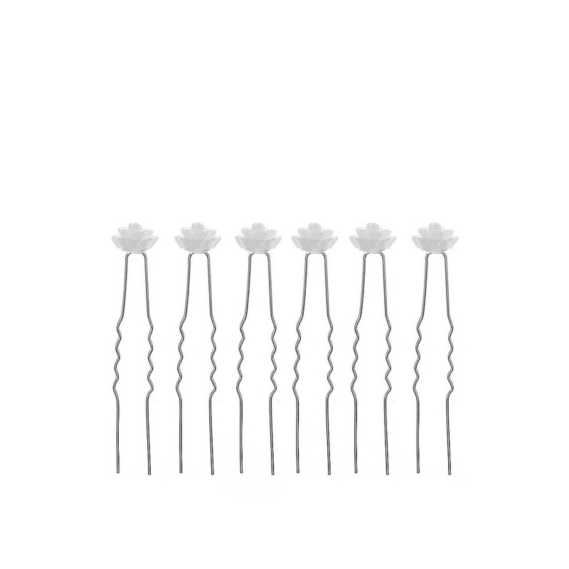 Flower Girl Alloy Fenduchs With Flower (Set of 6)