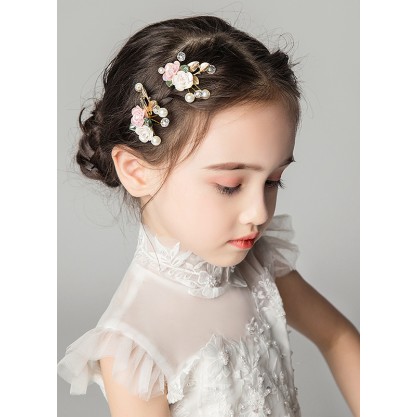 Flower Girl Polyester/Alloy/Imitation Pearls/Artificial Flower Fenduchs With Flower/Sequin/Pearl (Set of 3 pieces)