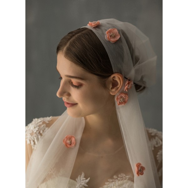 One-tier Cut Edge Elbow Bridal Veils With Lace