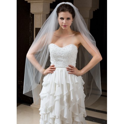 Two-tier Cut Edge Waltz Bridal Veils